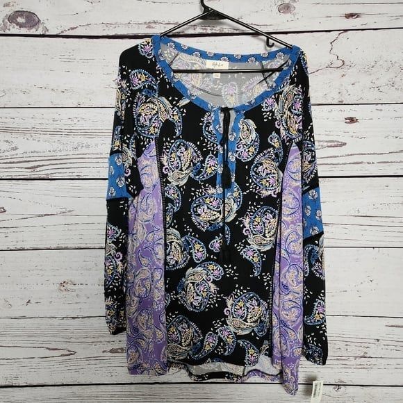 Style & Co Black Long Sleeve Blouse Size 1X NWT - Picture 3 of 5
